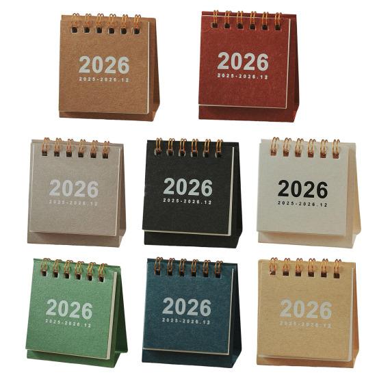 Мини настольный календарь 2026 г. Янв.2026-Дек.2026 12-месячный планировщик Маленький настольный перекидной календарь на двойной спирали для дома и офиса