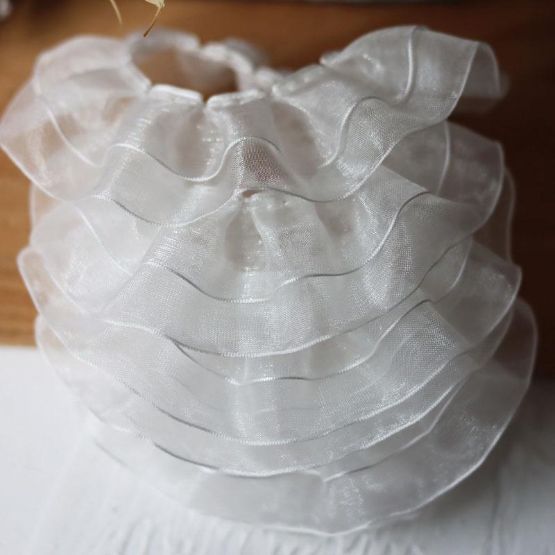 Манжеты воротника с оборками, двухслойная кружевная отделка из снежной пряжи шириной 4 см