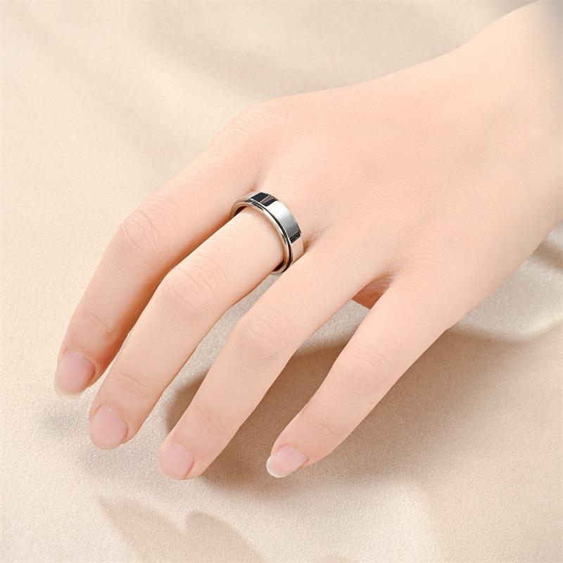 Simple 6mm Stainless Steel Anxiety Rings For Women Men Spinner Fidget Ring Stress Relieving Trend Punk Wedding Band Jewelry Gift
