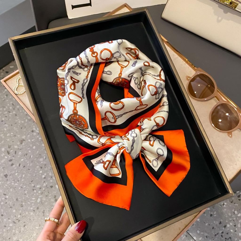 Luxury Summer Long Silk Scarf Female Animal Horse Print Thin Narrow Scarf Bag Hair Band Ribbon Scarfs Women Neckerchief