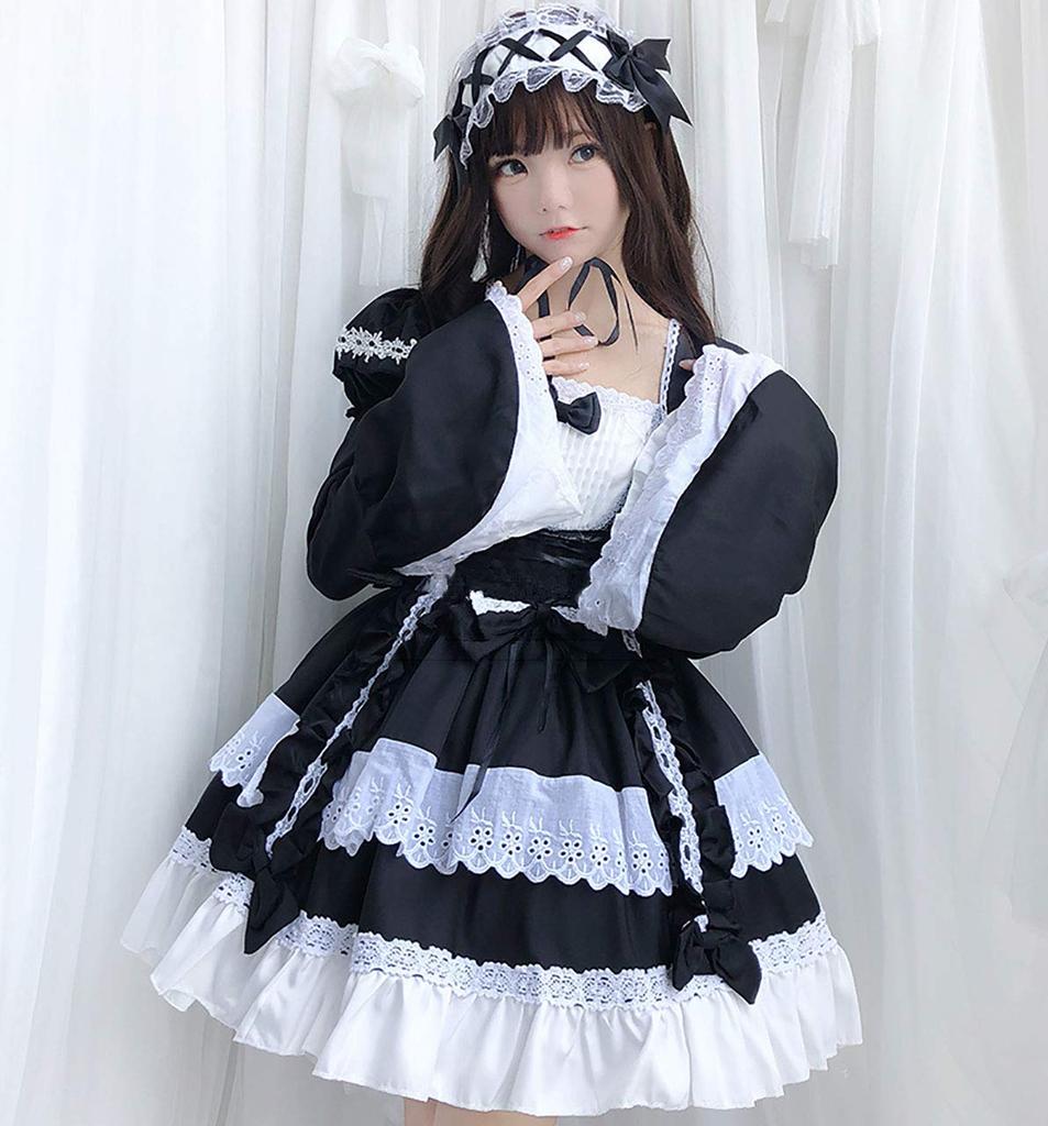 [Milky Time] Fishtail Lolita Dress with Hemline Made, 2-Way (Black)