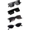 Sheomy Unisex Combo Offer Pack of 4 Shades Glasses Pathan Sunglasses Rectangle Retro Vintage Narrow Women::Men,MKN-021