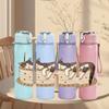 1PC Cat Layer Cake Art 750ml Color Plastic Sports Water Bottle Leakproof Flip Straw Lid Suitable for Sports Office Home Use