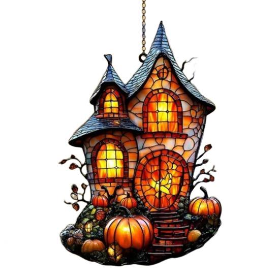 Подвеска на Хэллоуин, расписанная вручную витражная оконная подвеска со шнурком, легко подвешивается, ловушка для солнца, украшение для внутреннего окна