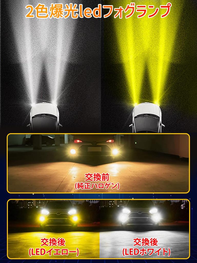 Briteye LED Fog Lamp, Compatible with H8/H11/H16, White/Yellow 2 Color Switching, Meets New Vehicle