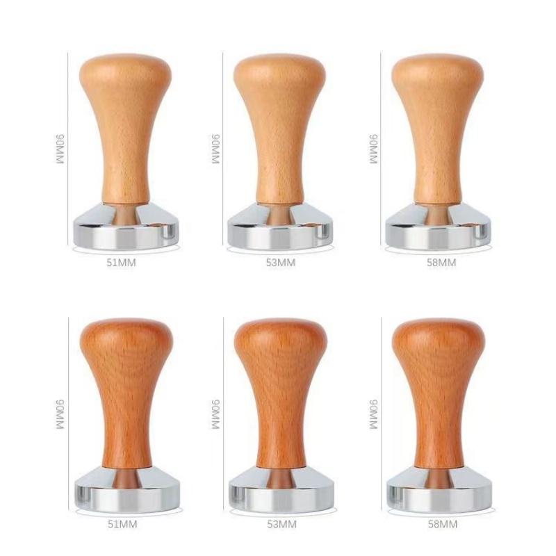 49/51/53/58 мм молоток для прессования порошка из цельной древесины, молоток из нержавеющей стали, твердый пресс для порошка с плоским дном, наполнитель для кофейного порошка
