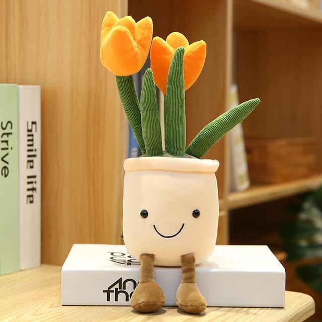 Tulip Plant Plush Toy Creative Gift for Room Bookshelf Decor