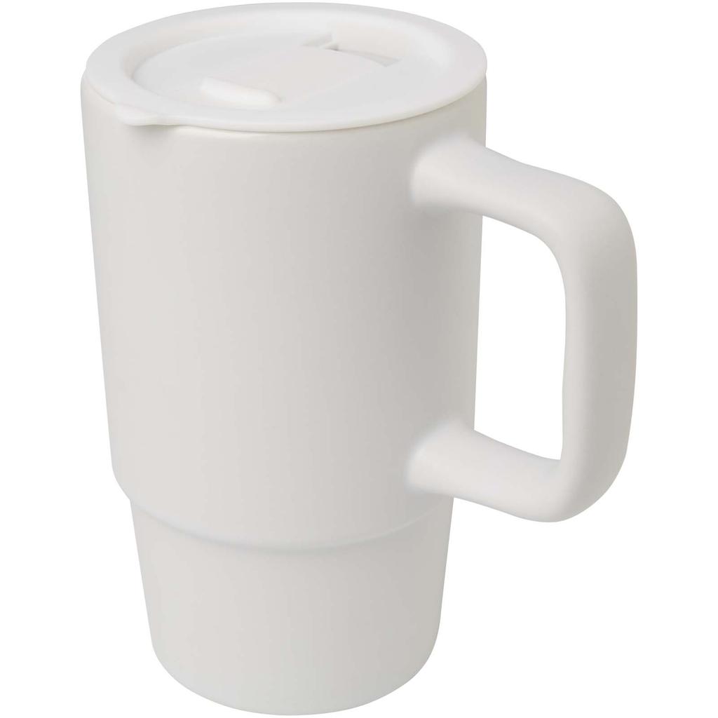 Glass "Carter" 450 ml ceramic mug with plastic lid White