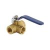 G1/2" 3 Way Ball Valve Three T Port Brass Female Type For Water Oil And Gas