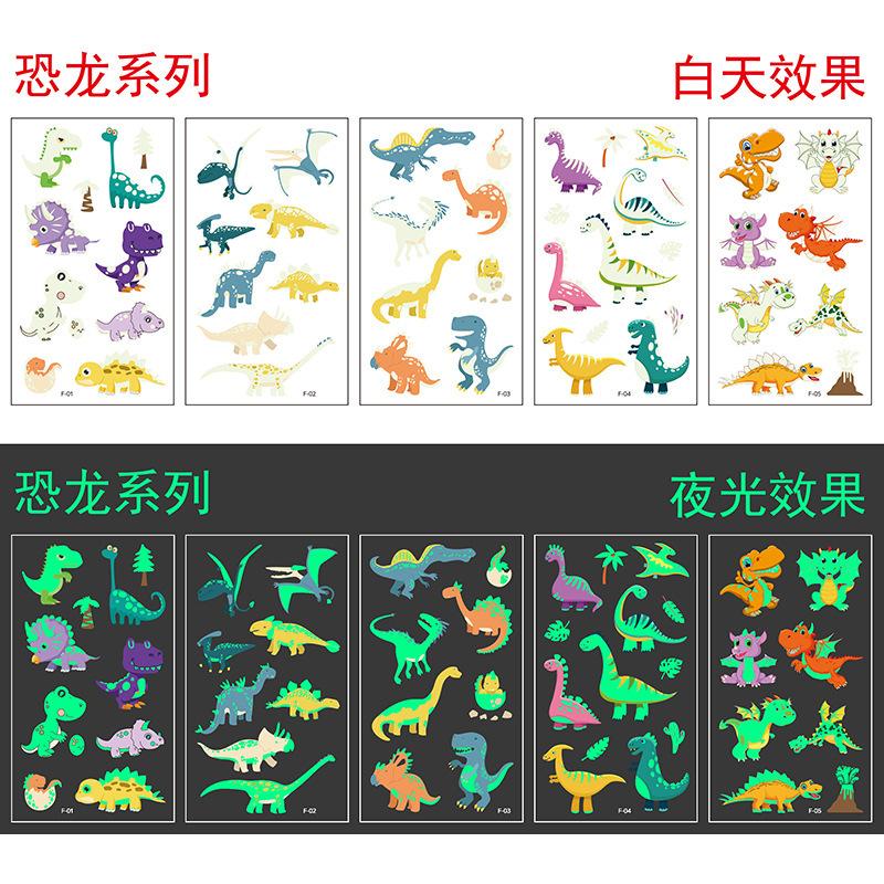 5/10Sheets Luminous Tattoo Anime Stickers Toy Children Body Art Temporary Fake Tattoos Waterproof Cartoon Unicorn Animal Mermaid