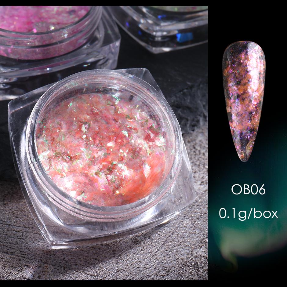 1 коробка Aurora Opal Flakes, блестящие блестки для ногтей, блестящие пайетки, украшение для дизайна ногтей