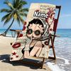 Custom Name Personalized Betty Boop Print Beach Towel, for Trip Camping Beach Party Home Decor, Birthday Gift for Family & Friends
