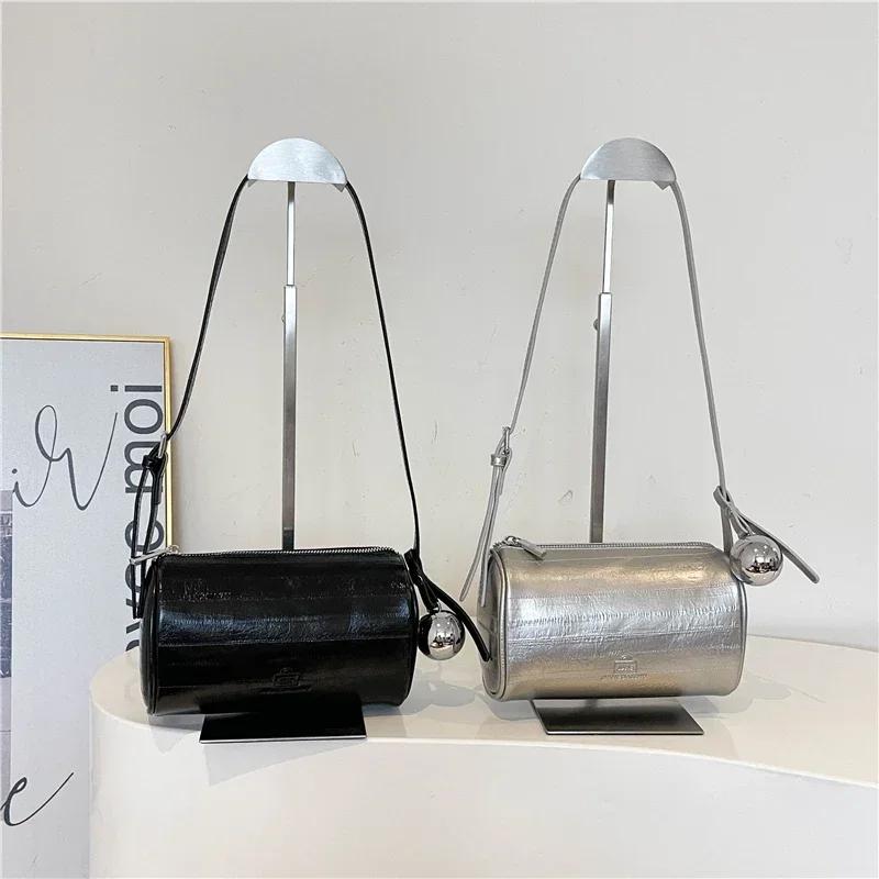 Универсальная серебряная сумка через плечо для женщин, маленькая нишевая дизайнерская модная сумка через плечо