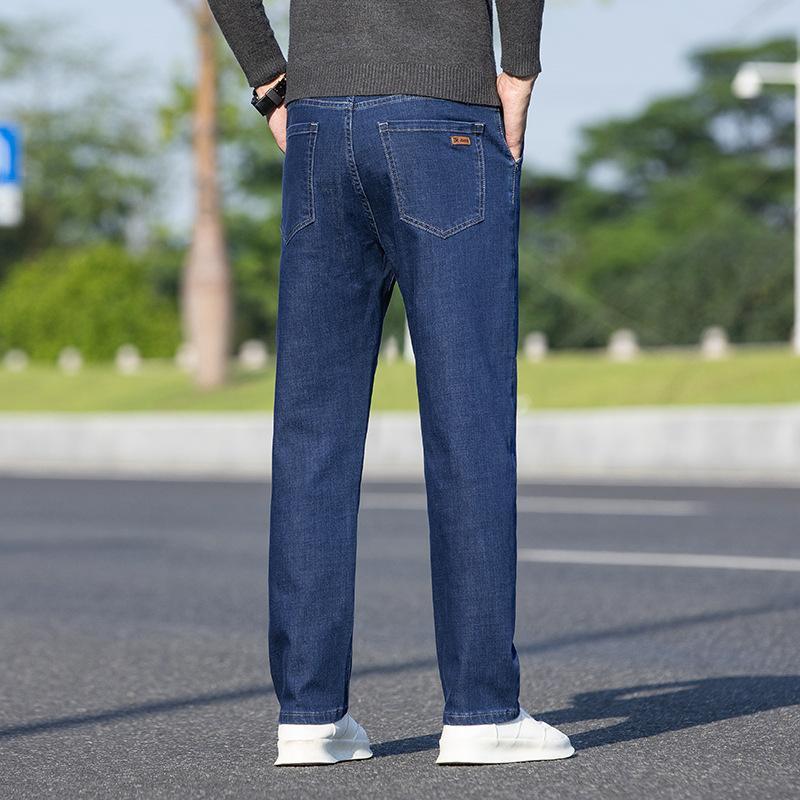 Обычные мужские джинсовые деловые модные брендовые модные свободные прямые джинсы эластичные мужские стильные
