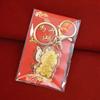 Zinc Zinc Alloy Metal Key Chain Pendant Golden Foil Bag Ornaments Car Key Chains  New Year Gift