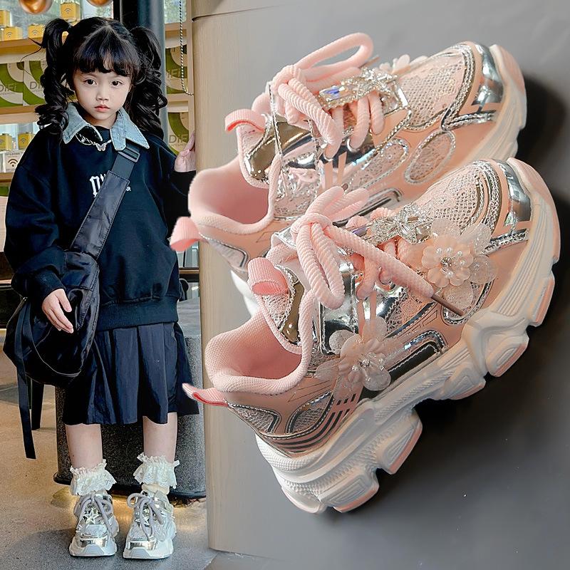 New autumn style girls' shoes, children's casual sports shoes, princess dad shoes for girls, popular online