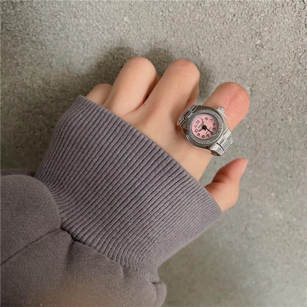 Punk Rings Jewelry Clock Heart Shape Finger Watch Ring Cool Roman Quartz Watch Women