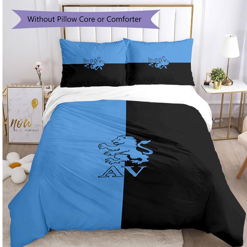 Aston Villa Football Printed 3 Pieces Bedding Set, Comfortable Skin Friendly Bedroom Duvet Cover Set