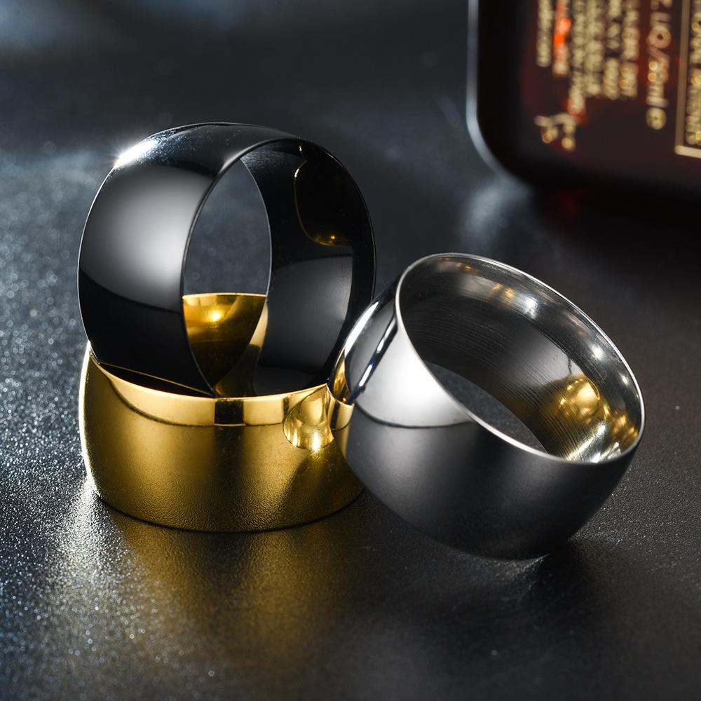 HNSP 12MM Wide Stainless Steel Smooth Ring For Men Punk Jewelry Finger Accessories Male