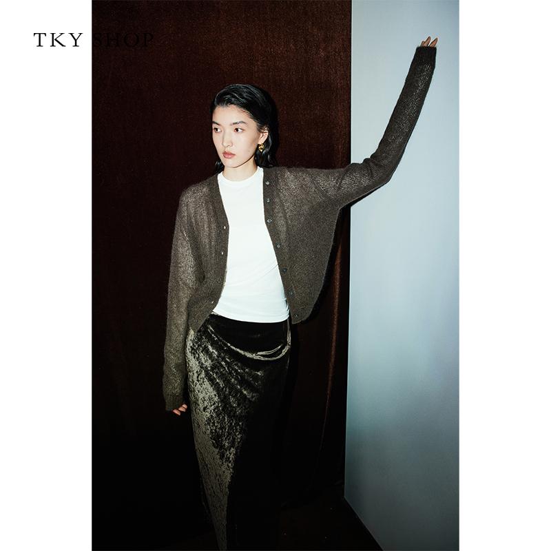 High end mohair knitted cardigan women's 2025 spring new loose sweater jacket