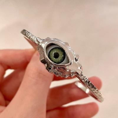 Серебряный Преувеличенный Открытый Браслет-Манжета из Цинка и Цинкового Сплава Геометрический Браслет-Манжета Браслеты Глаз Демона Подарок для Девочек