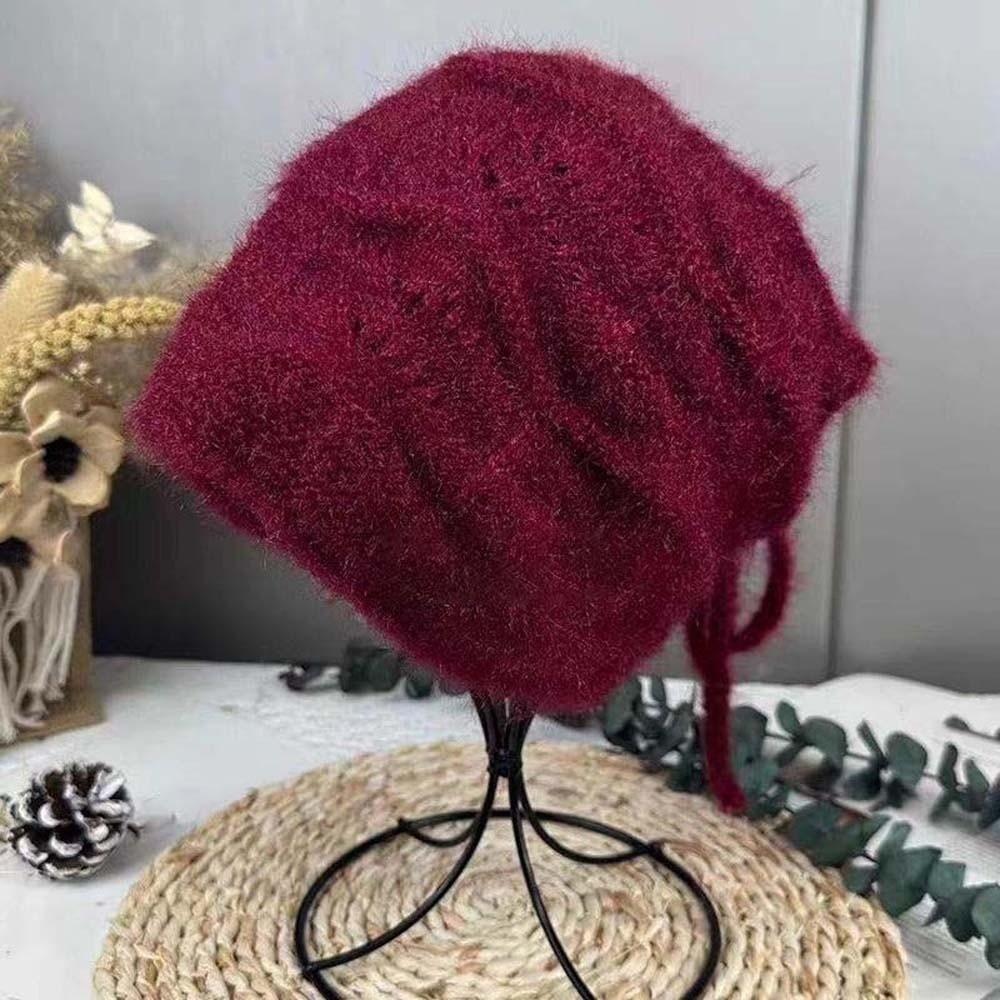 Cable Knit Neck Warmer Large Size Slouchy Hat Thermal Headwear Winter Cap Cold Weather