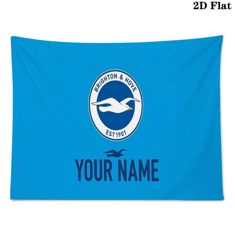 Custom Name Brighton & Hove Albion Printed Tapestry – Wall Hanging for Bedrooms, Dorms, and Home Decor