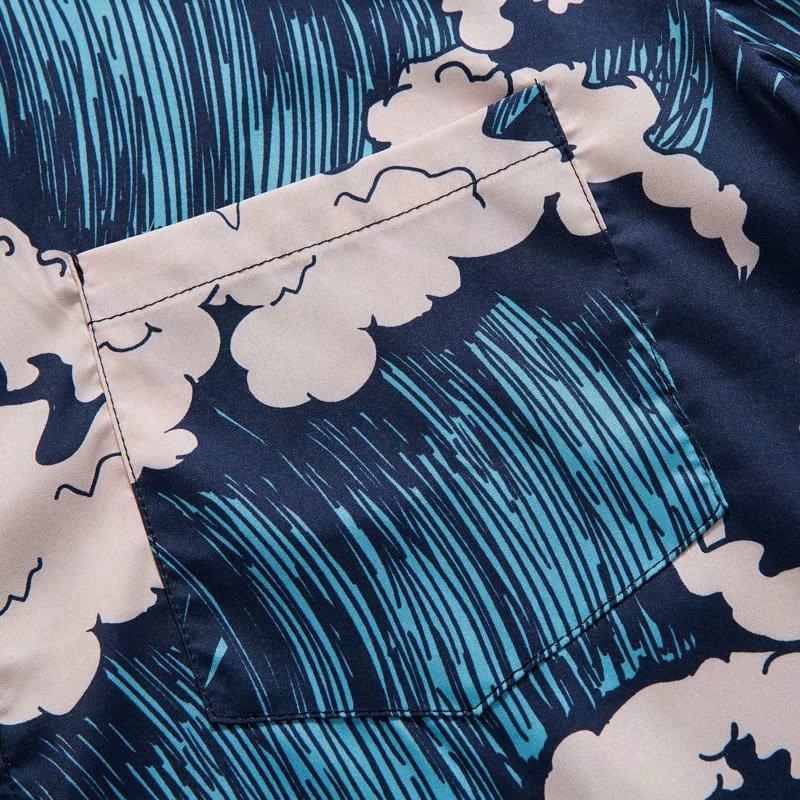 Рубашка с короткими рукавами, мужская летняя тонкая рубашка Ruoshuai в гавайском гонконгском стиле, рубашка в стиле ретро с принтом в японском стиле, ледяной шелк