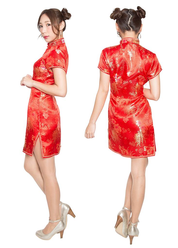 Clearstone Royal China Косплей Хэллоуин Cheongsam платье Мини M Красный цветок/Красный Женский