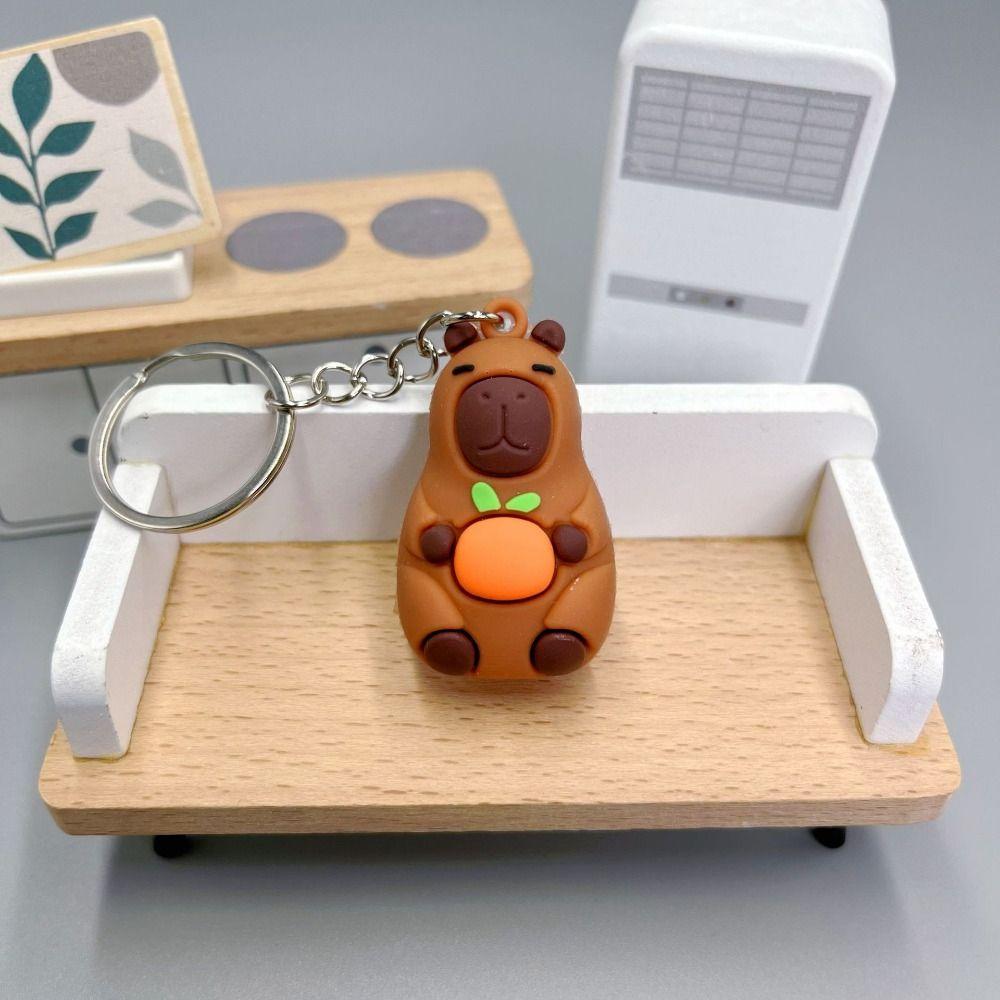 Turtle Cartoon Keychain PVC Animal Pendant Funny Capybara Key Ring Girls