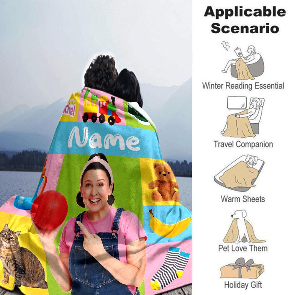 Customiz Name Personality Ms. Rachel Blanket Soft &Warm Sofa Office Bed Travel Lunch Break Blanket, Gift Suitable All Seasons