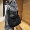 Водонепроницаемые Crossbody сумки из нейлона Унисекс Черные Большая вместимость Сумки на плечо Корейский стиль Однотонные Сумки-портфели Большие тканевые Сумки-мессенджеры