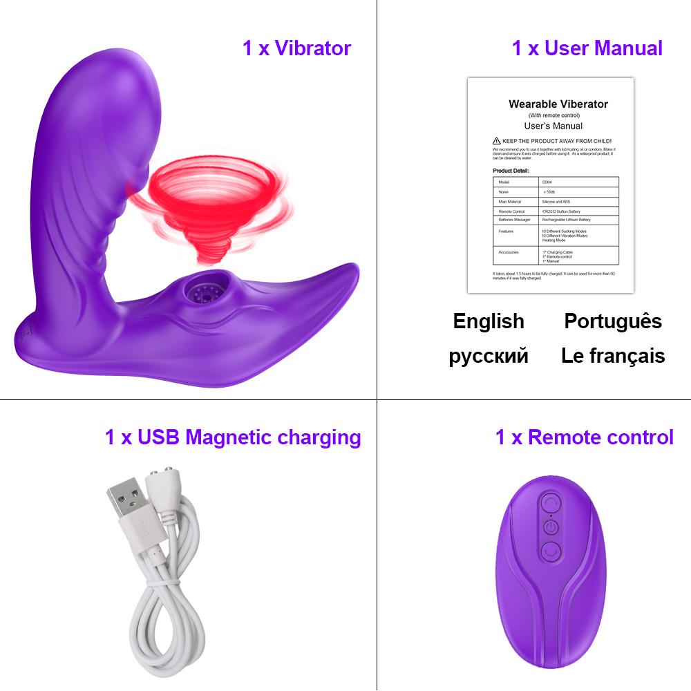 Сосущий вибратор для женщин, носимый G Spot, присоска для клитора, стимулятор клитора, фаллоимитатор, секс-игрушки, магазин для взрослых, пар, Wreless Remote