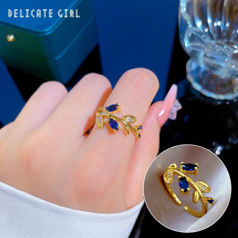 Минимализм Блестящий Алмазный Лист Открытое Кольцо Женская Мода Изысканные Ювелирные Изделия Подарок На День Рождения