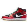 Кроссовки Air Jordan 1 Mid SE Christmas Мужские Черно-белые Малахитовые DQ8417-006