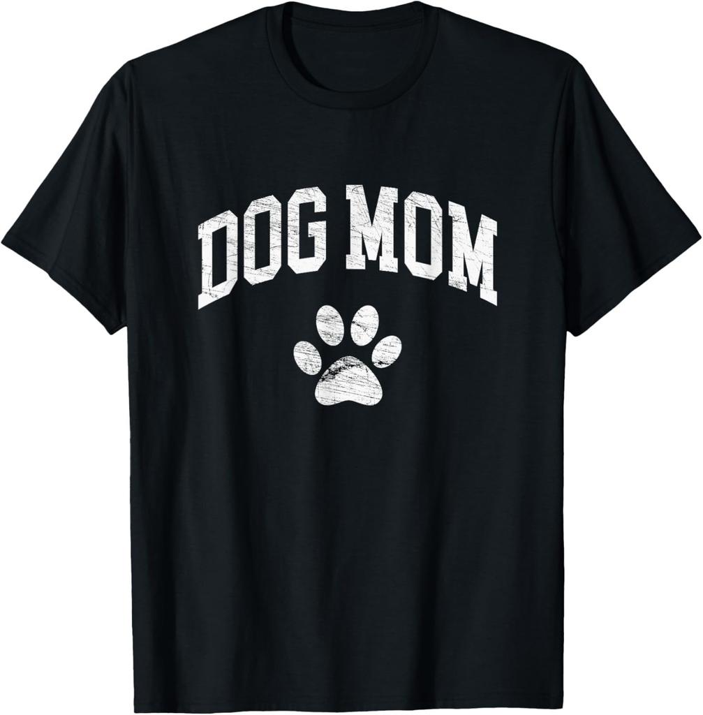 Dog Mom - Vintage Distressed Design - Funny Dog Paw Gift Unisex T-Shirt