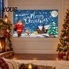 Dekoratives Feiertagsstoff-Weihnachtsbanner, 71x43 Zoll Nikolaus Schlitten Rentier Schneemann Kulisse für Winterwunderland Einfache Montage Türbanner