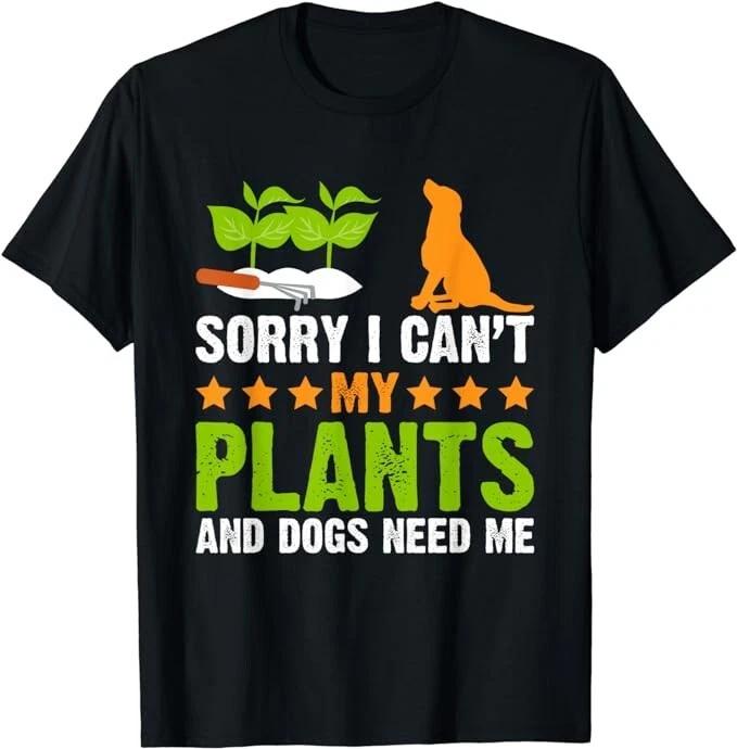 Plants and Dog Lover Gardener Funny Gardening and Dogs Lover Unisex T-Shirt