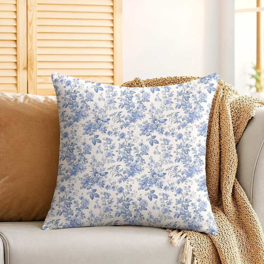 Fashion Small Florals Cushion Cover Silky Short Plush Invisible Zipper Dustproof Sofa Pillow Case For Home Decor