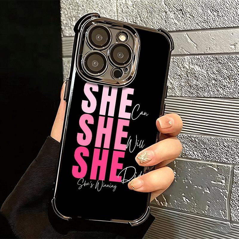 Чехол для телефона 'Girl Boss Lady' с розовым покрытием для iPhone 16 17 Pro Max Air 16E 14 15 Plus 12 13 Mini, противоударный чехол с подушкой безопасности