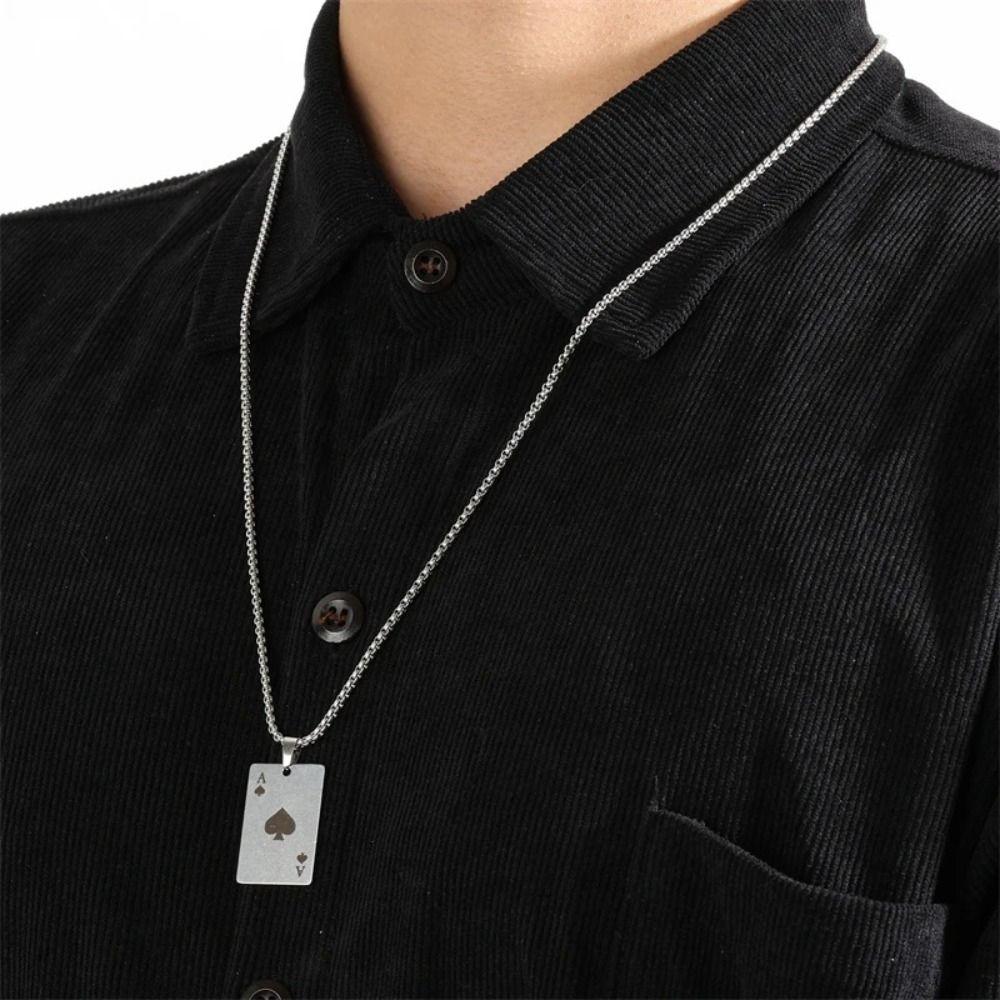 Hip Hop Statement Poker Card Ace of Spades Stainless Steel Party Pendant Chain Friendship Gifts For Women Men