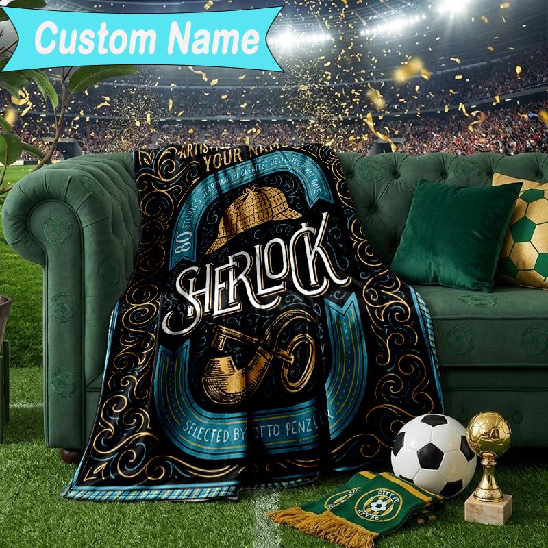 Custom Name Blanket Sherlock Victorian Mystery Blanket Bedding Blanket for Travel, Camping, Living Rooms, Offices, Sofas, Fan Christmas gift