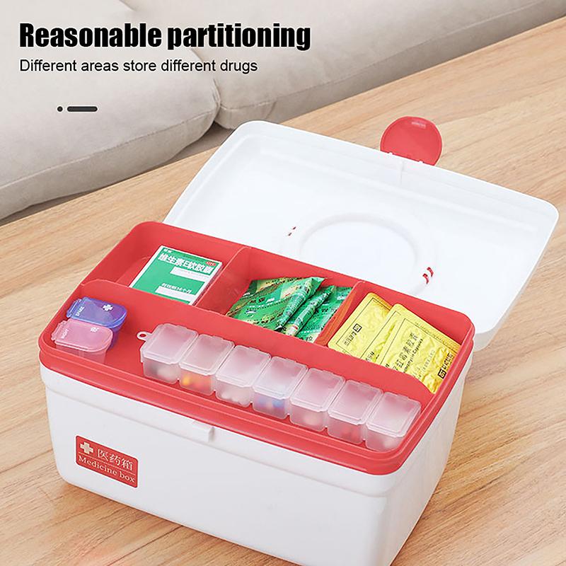 Portable Medicine Storage Box Large Capacity Medicine Kit Family Hand First Aid Chest Simple Travel Emergency Box