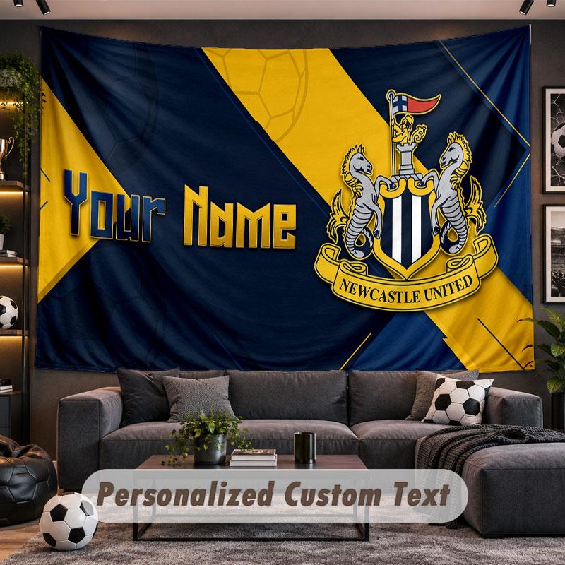 Wall Hanging Tapestry Custom NameNewcastle United FC Pattern Personalized Printed Fabric Wall Decor