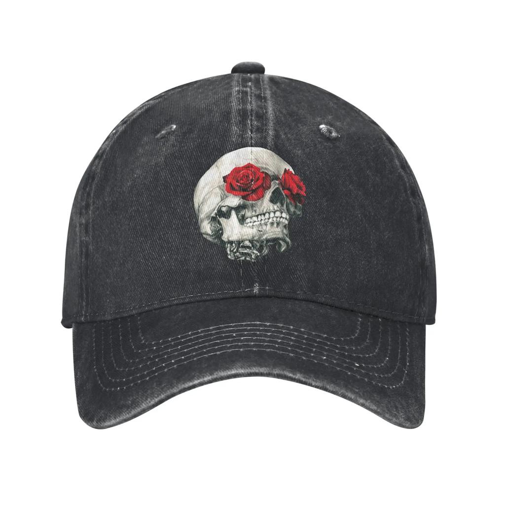 Бейсболки Rose Eye Skull Винтажные Потертые Джинсовые Темные Смерть Скелет Снэпбэк Кепка Для Активного Отдыха Подарочные Шляпы