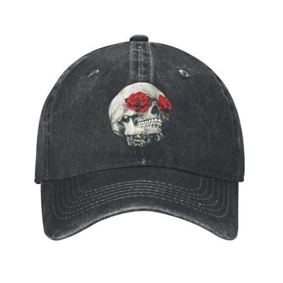 Бейсболки Rose Eye Skull Винтажные Потертые Джинсовые Темные Смерть Скелет Снэпбэк Кепка Для Активного Отдыха Подарочные Шляпы