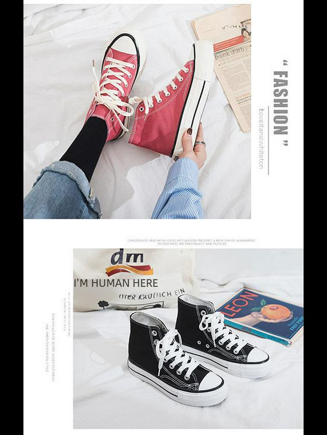 Женские высокие парусиновые туфли на толстой подошве, дышащая плоская платформа, универсальная корейская мода R66