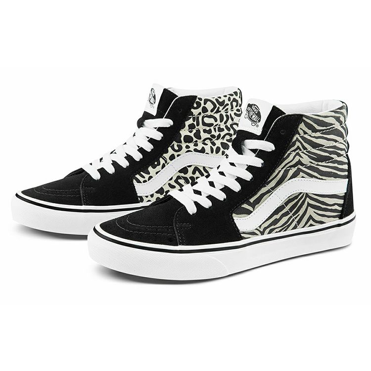 Vans Sk8 Обувь для скейтборда с высоким верхом с животным принтом Унисекс Кроссовки Черно-коричневые VN0A32QG9XB