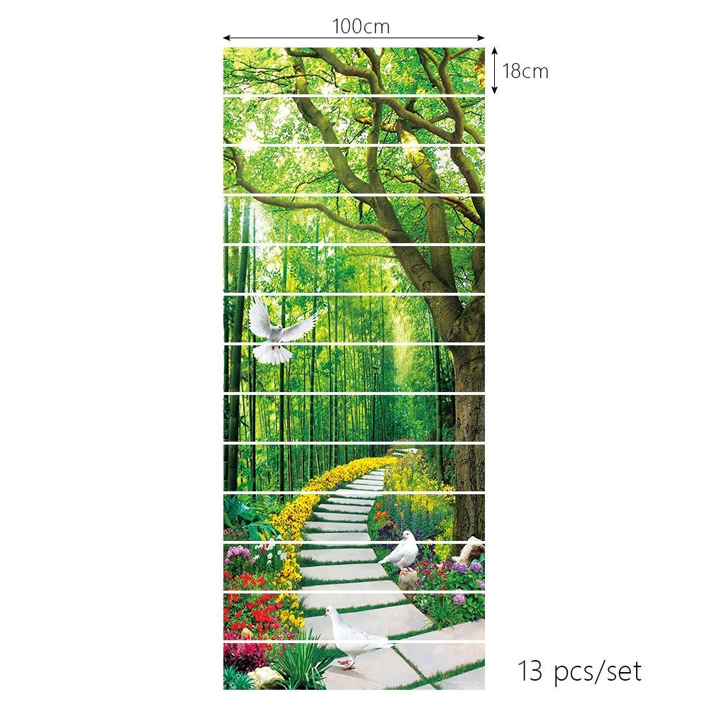 Горный водопад Лебедь Пейзаж Наклейка на стену Комната Лестница Украшение Шаг Напольный художественный постер Самоклеящийся водонепроницаемый настенный постер