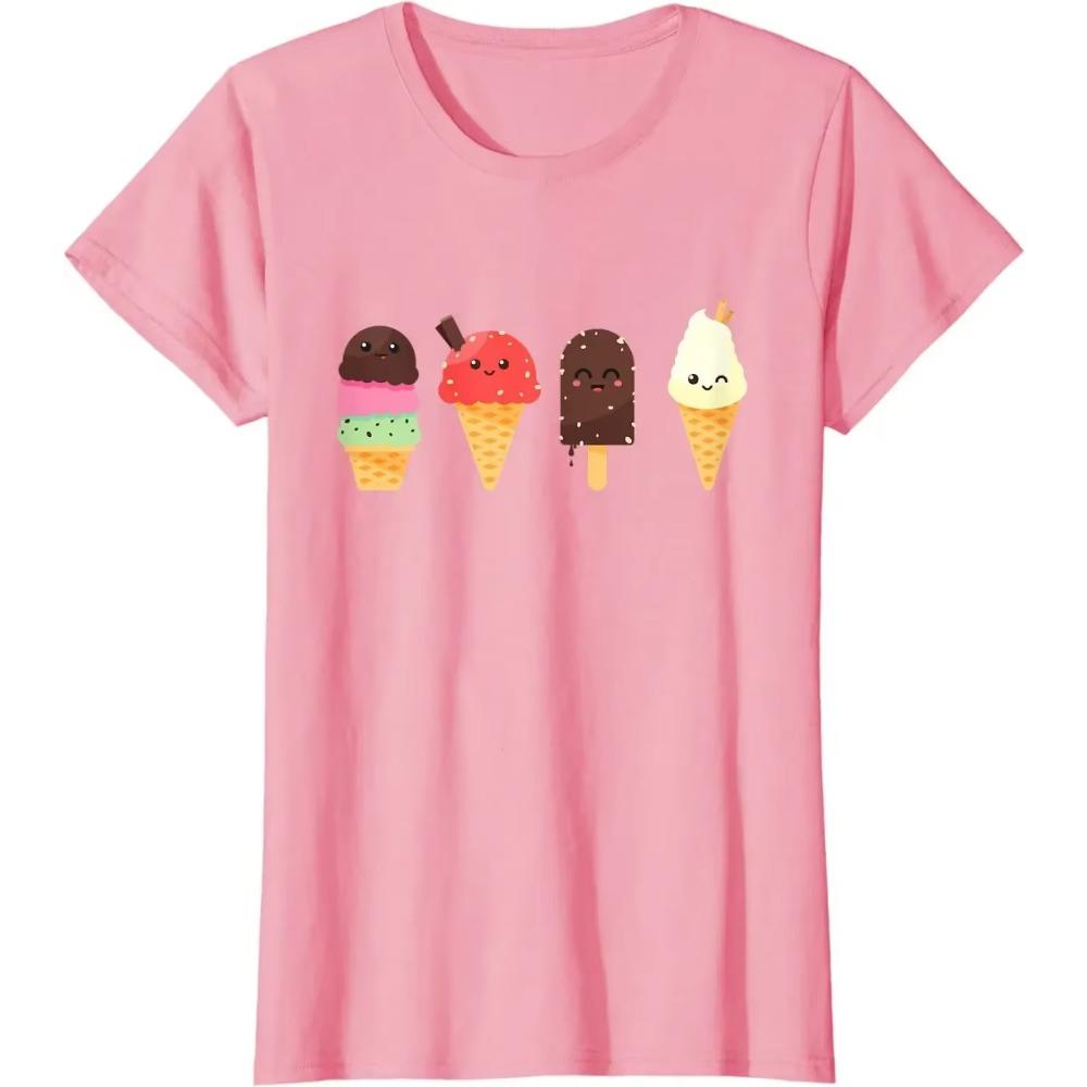 Мультяшные футболки для любителей мороженого на лето, мужская одежда, повседневные хлопковые футболки на каждый день, на все четыре сезона, оверсайз футболка S-6XL